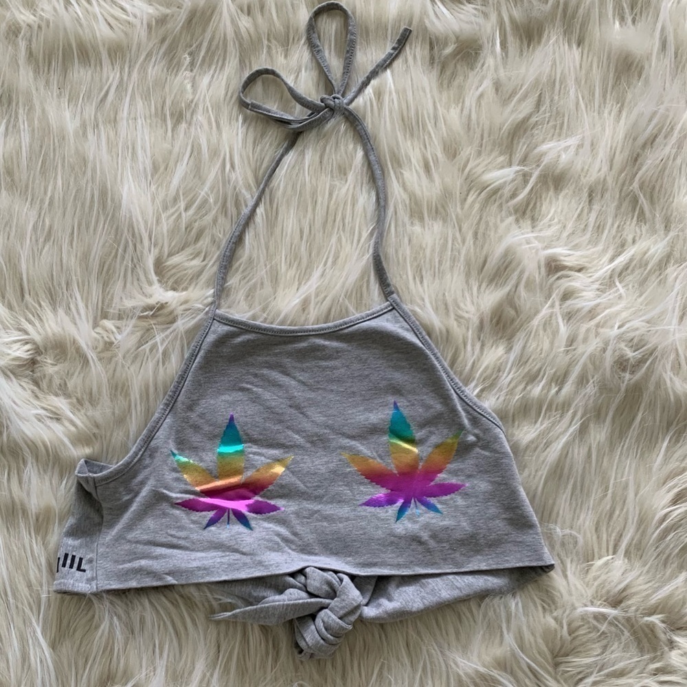 Me You Versus Life Weed Halter Top Medium Copy